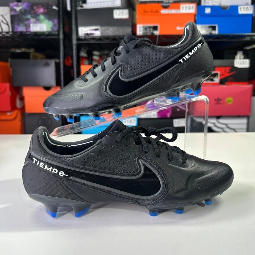 NIKE TIEMPO LEGEND 9 ELITE FG BLACK-DARK SMOKE GREY-BLUE SZ 6.5 [CZ8482-001]